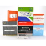 Model Aircraft comprising three 1/200 and four 1/400 boxed commercial airliners in various liveries.
