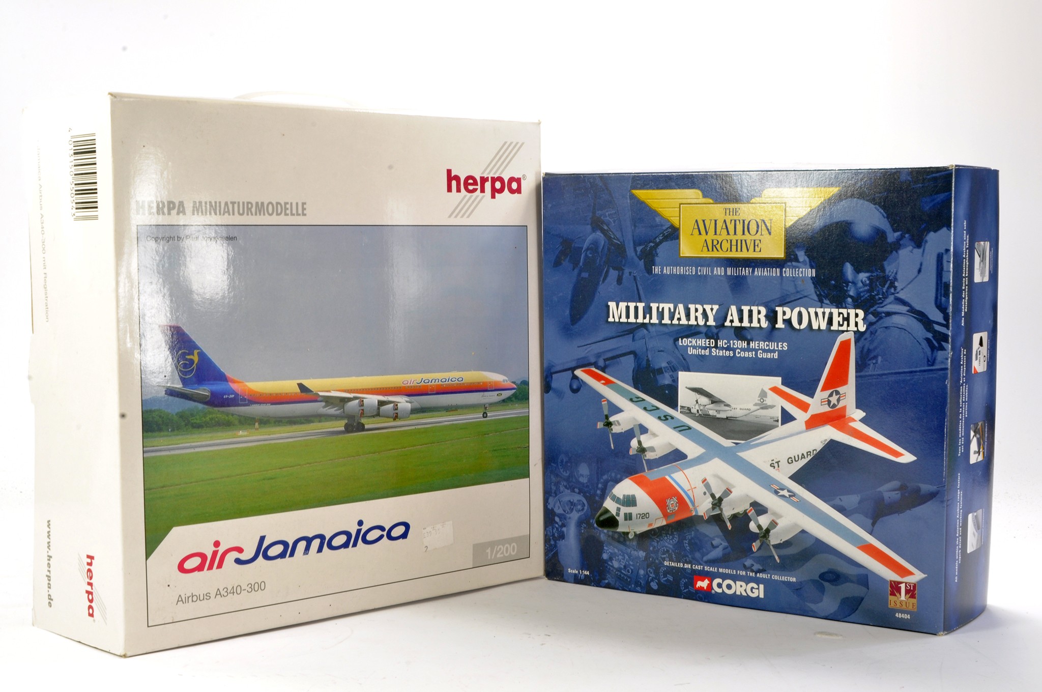 Herpa Model Aircraft comprising 1/200 Air Jamaica A340-300 plus Corgi Lockheed Hercules US Coast