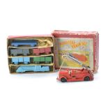 Crescent 'Goods' Miniature train set with original box plus DCMT Fire Engine. Both very good with