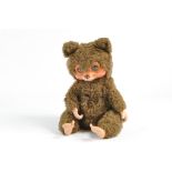 Vintage 1980's Woody Thumb Sucking Bear by Golden Bear Quality Product, England. Open/shut eyes,