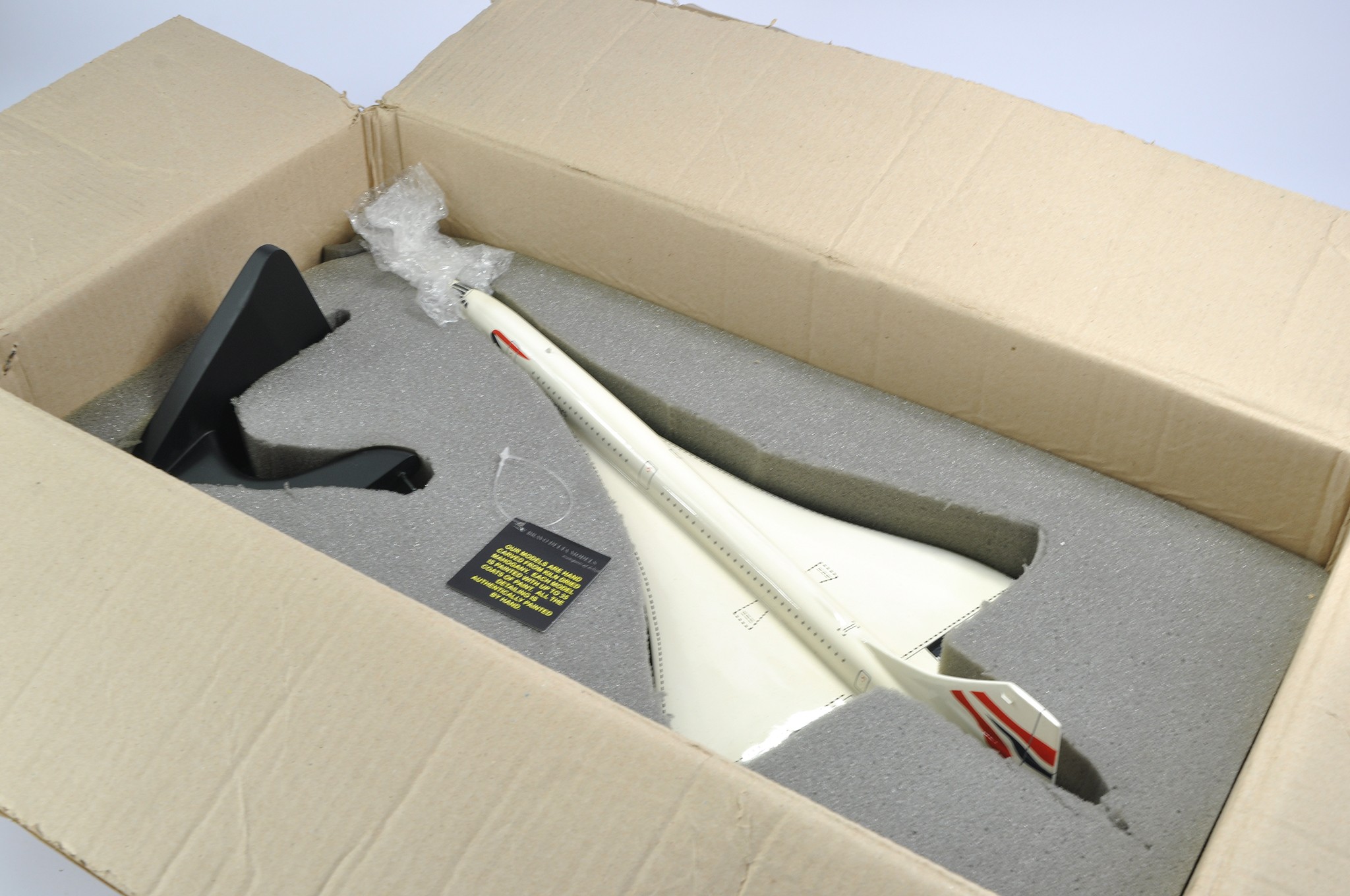 Model aircraft issue comprising Bravo Delta Models Concorde straight classic 005. Looks to be