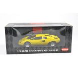 Kyosho 1/18 diecast issue comprising Lamborghini Countach LP400 in Yellow. Looks to be without