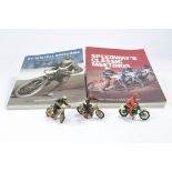 Britains Speedway Trio of motorcycles plus duo of related literature.