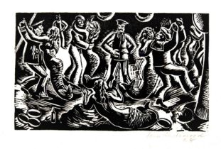 LEON UNDERWOOD [1890-1975]. The Dance, 1928. wood engraving, edition of 50, 1/50. signed in
