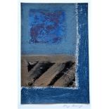 RAY BARRY [1931 -]. Blue Abstract. acrylic on card, signed. 15 x 10 cm - overall including frame