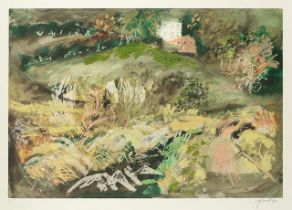 JOHN PIPER CH [1903-1992]. Llangloffan, 1971. Offset lithograph on wove paper. Signed in pencil from