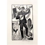 LEON UNDERWOOD [1890-1975]. Banjo Player, 1928. wood engraving, edition of 50, 4/50. signed and