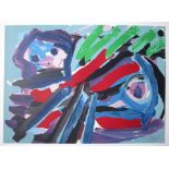 KAREL APPEL [1921-2006]. Walking with My Bird, 1979. Lithograph printed to edges on wove paper.