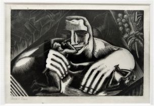 LEON UNDERWOOD [1890-1975]. Cesar and Slave, c.1926. wood engraving, edition of 30, artist's