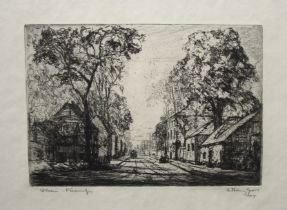 ANTHONY GROSS [1905-1984]. St Ouen, Fécamp, 1924. Drypoint etching on cream laid paper with full