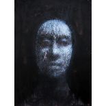 ROBERT CLATWORTHY R.A. [1928-2015]. Head [Dark background], 1996. acrylic on thick paper; signed