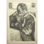 JOHN BRATBY RA [1928-1992]. Self-portrait, 1953. Lithograph on cream cartridge paper. Signed,