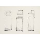 GEOFFREY CLARKE RA [1924-2014]. Untitled [Three Standing Forms], 1965. Monotype on Japanese tissue