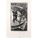 LEON UNDERWOOD [1890-1975]. Knife-Grinder, 1928. wood engraving, edition of 50, 1/50; signed and