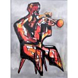 PETER KING [1928-57]. Trumpeter, c.1952. gouache on paper; signed. 37 x 27 cm - frame size 57 x 45