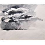 MICHAEL AYRTON [1921-75]. Landscape [Clouds], 1943. watercolour and ink on grey paper; titled and