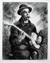 LEON UNDERWOOD [1890-1975]. The Banjoist, 1921. etching, edition of 35, artist's proof; signed in