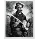 LEON UNDERWOOD [1890-1975]. The Banjoist, 1921. etching, edition of 35, artist's proof; signed in