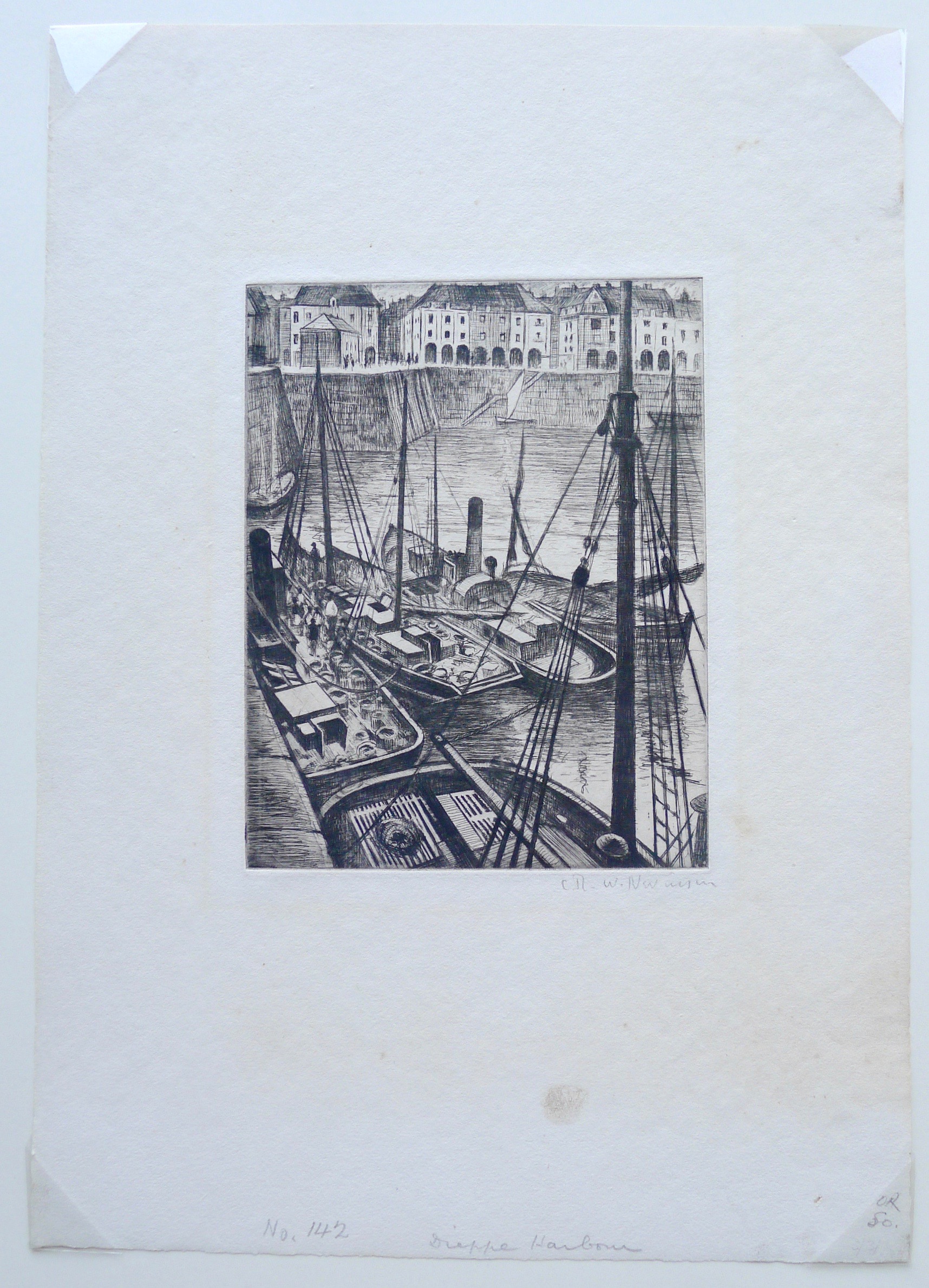 CHRISTOPHER RICHARD WYNNE NEVINSON [1889-1946]. Dieppe harbour, 1923. The rare etching on F J Head & - Image 2 of 2