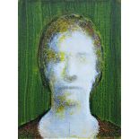 ROBERT CLATWORTHY R.A. [1928-2015]. Head [Green background], 1998. acrylic on card; signed with