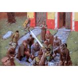 PAUL BIRKBECK [1939-2019]. King Arthur [The Sword and the Stone], 1985. acrylic on board. 30 x 44 cm