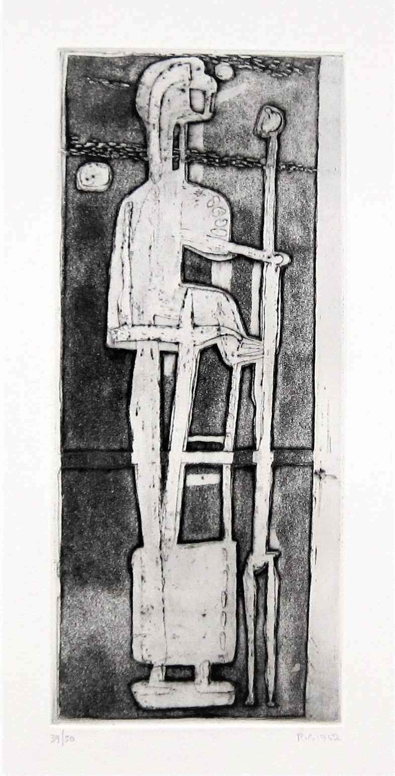 ROBERT CLATWORTHY R.A. [1928-2015]. Standing Figure, 1952. etching, edition of 50; 36/50; signed