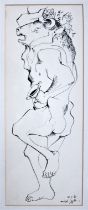 MICHAEL AYRTON [1921-75]. Minotaur, 1966. ink on paper. signed and dated. 50 x 19 cm - overall