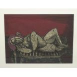 JOHN KASHDAN [1917-2001]. The Model, 1950. Monotype with gouache on paper. Signed and dated lower
