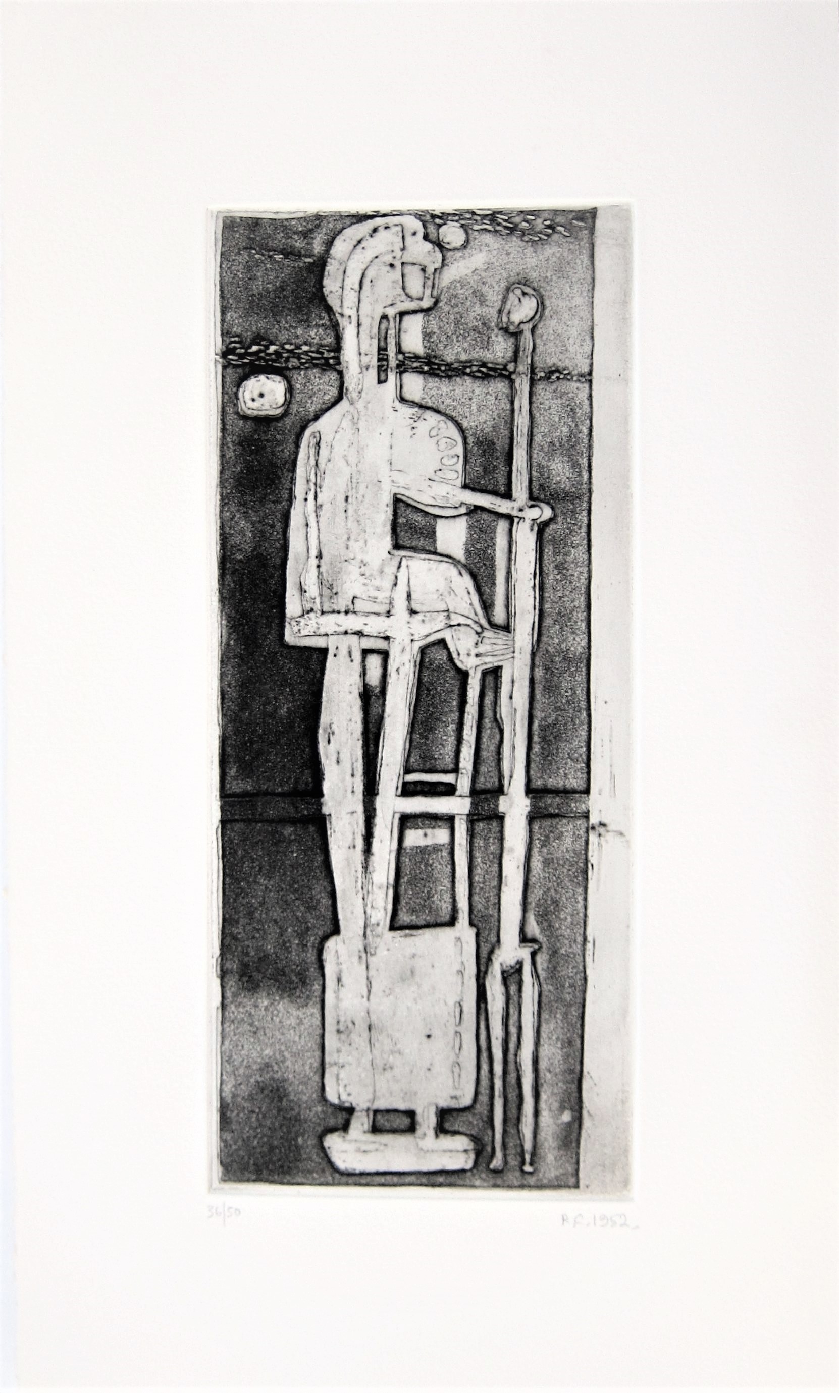 ROBERT CLATWORTHY R.A. [1928-2015]. Standing Figure, 1952. etching, edition of 50; 36/50; signed - Image 3 of 4