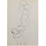 MICHAEL AYRTON [1921-75]. Figures [Drinkers], 1957. pencil drawing [double-sided]; studio stamp