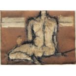 JOHN EMANUEL [1930 - ]. Seated Figure, 1978. oil on thick handmade paper; signed & dated. 29 x 40 cm