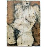 JOHN EMANUEL [1930 - ]. Female Nude, 1979. oil on thick handmade paper. signed with initials. 40 x