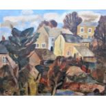 MICHAEL WICKHAM [1909-95]. Townscape. oil on canvas; signed; [it looks quite old, c. 1940s/50s ?].