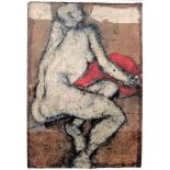 JOHN EMANUEL [1930 - ]. Figure, 1978. oil on thick handmade paper. signed. 57 x 39 cm - overall