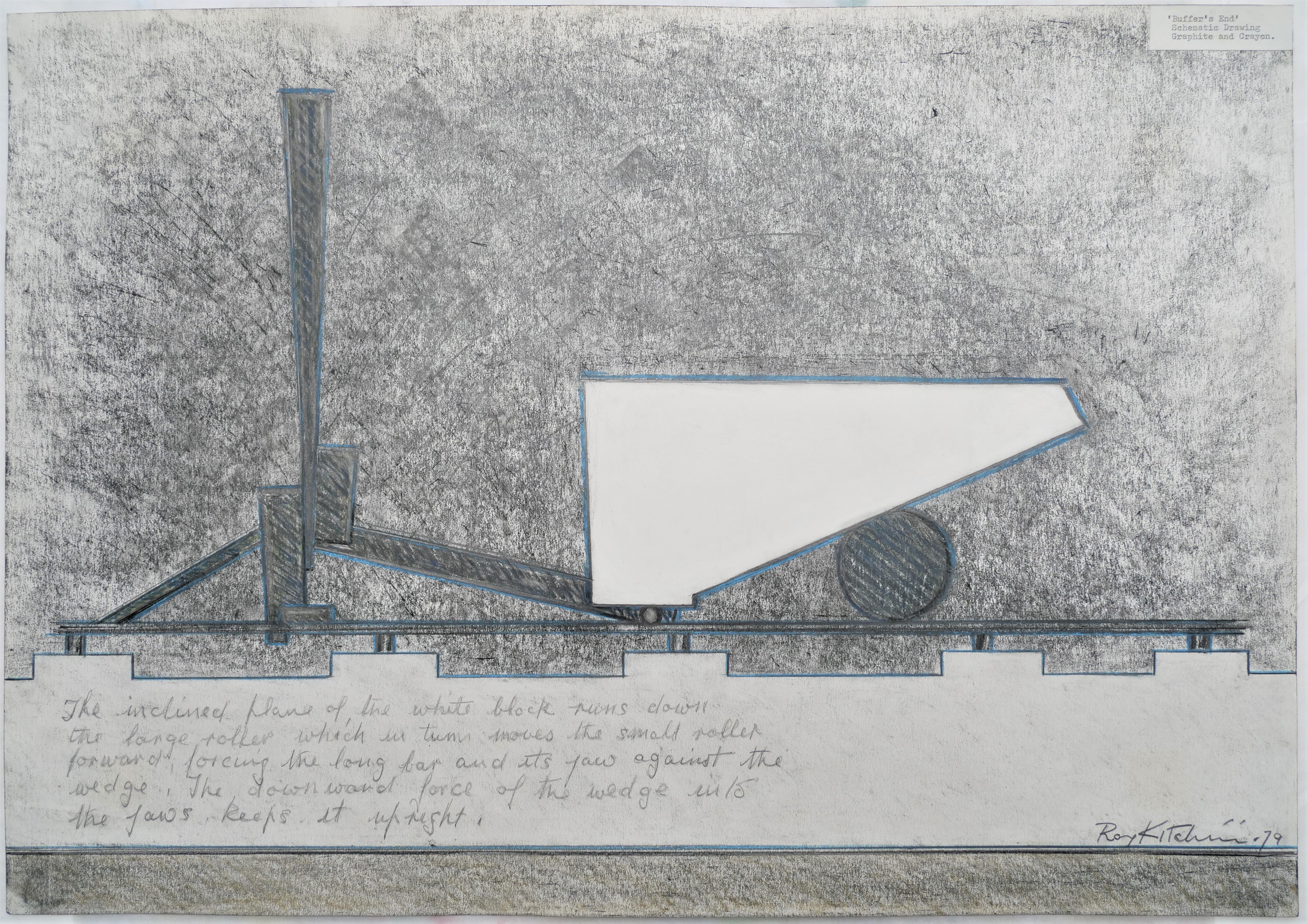 ROY KITCHIN [1926-97]. Buffers End, 1979 [study for sculpture]. pencil and crayon on paper; signed - Image 6 of 6