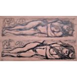 DUDLEY HOLLAND [1915-56]. Adonis [2 studies], 1954. ink and pencil on brown paper. 17 x 29 cm -