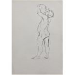MICHAEL AYRTON [1921-75]. Figure [Drinker], 1957. pencil drawing [double-sided]; studio stamp