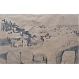 MARY FEDDEN RA [1915-2012]. North African Landscape, 1969. conte crayon on brown paper; signed and