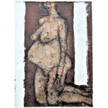 JOHN EMANUEL [1930 - ]. Nude, 1977. oil on thick handmade paper. signed. 40 x 29 cm - overall