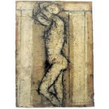 JOHN EMANUEL [1930 - ]. Standing Figure, 1978. oil on thick handmade paper. signed. 39 x 29 cm -
