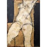 JOHN EMANUEL [1930 - ]. Figure, 1977. oil on thick handmade paper. signed. 40 x 29 cm - overall