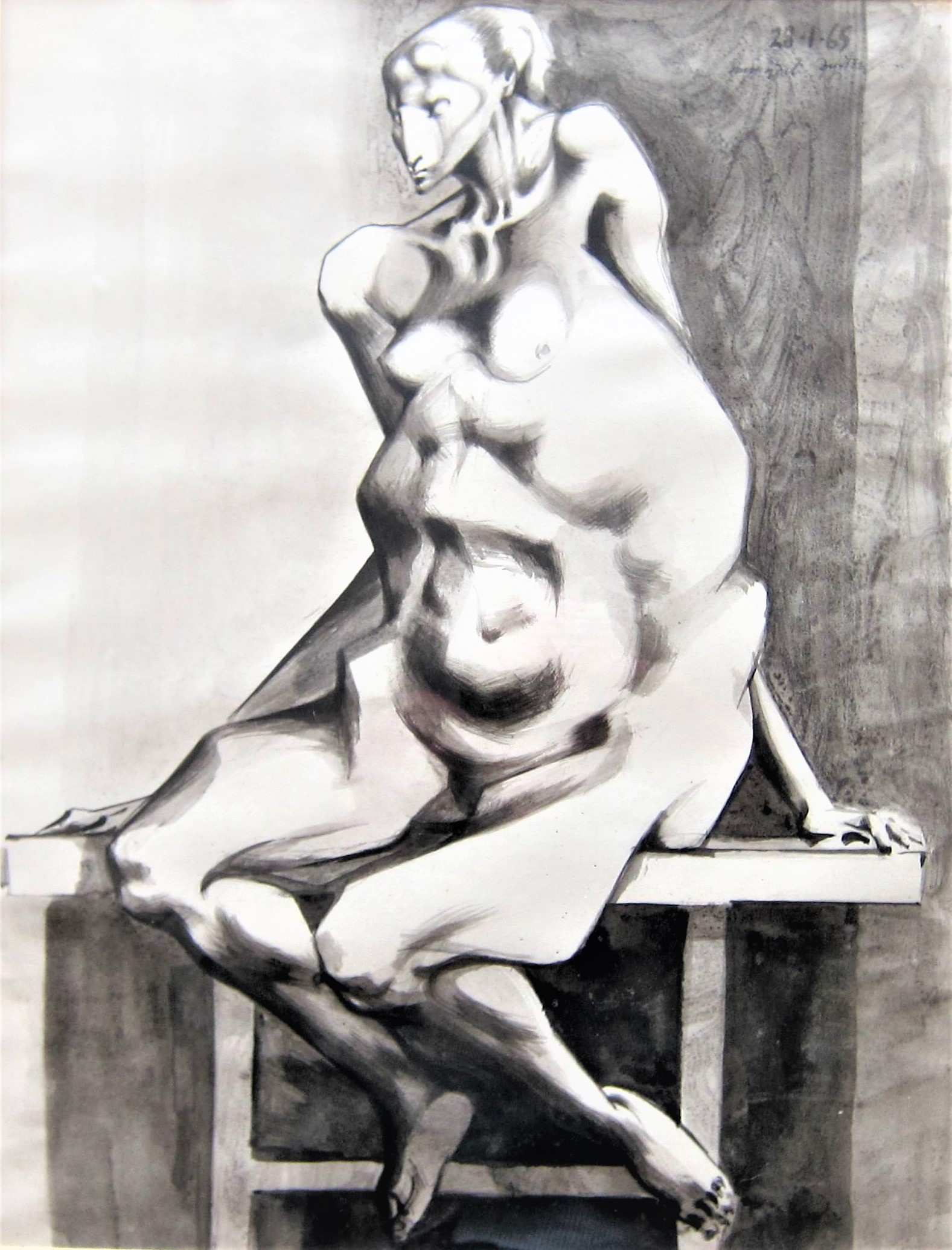 MICHAEL AYRTON [1921-75]. Demeter in Winter, 1965. ink and wash; signed. 49 x 39 cm [overall - Image 2 of 2