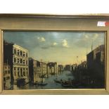 FOLLOWER OF CANALETTO "Venetian scene with gondaliers in foreground" oil on canvas, unsigned,