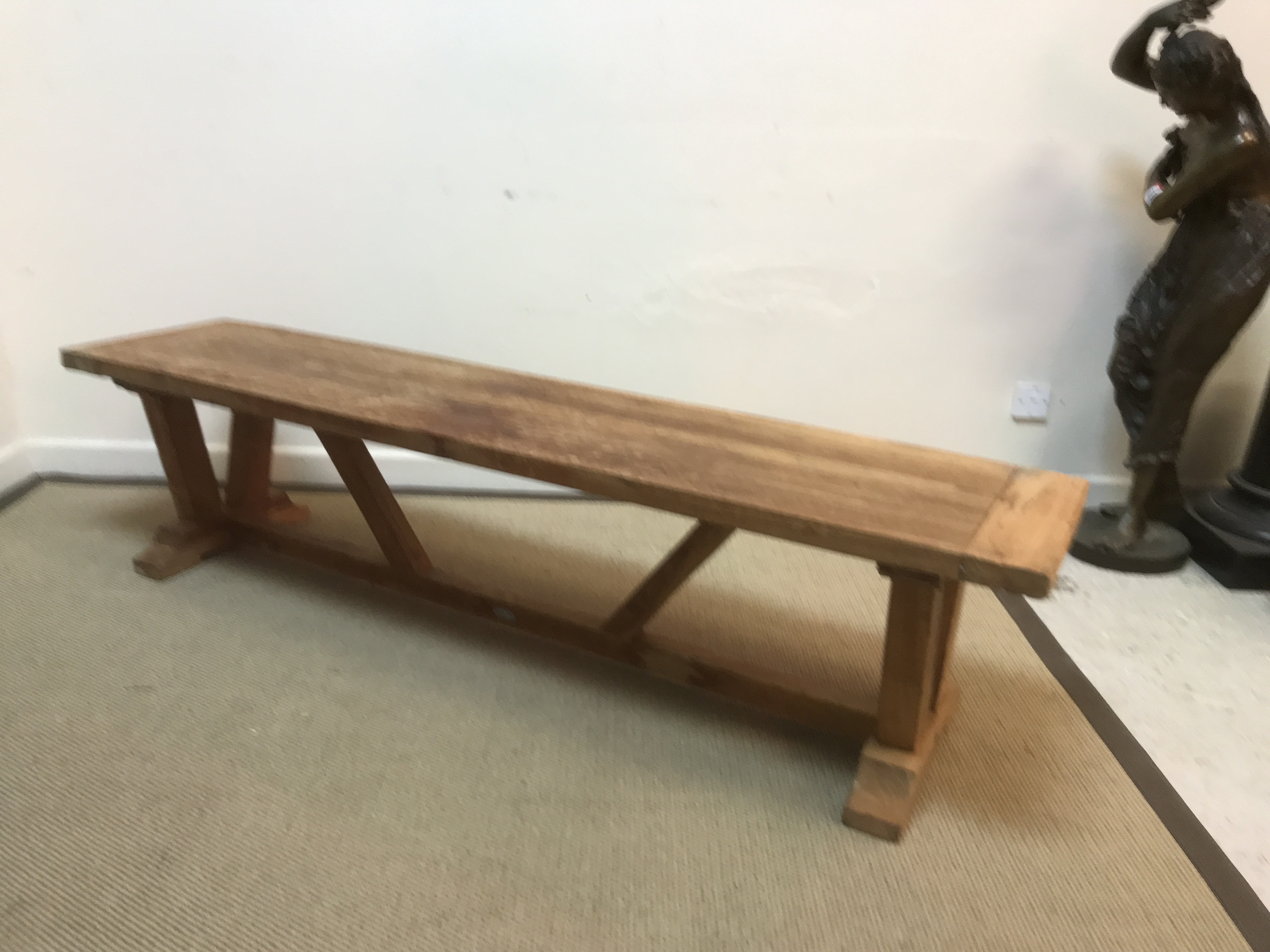 An elm refectory style kitchen table on plank, - Image 8 of 12