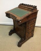 A Victorian burr walnut davenport desk,
