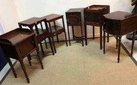 Four various mahogany pot cupboards/bedside tables together with two square washstands various
