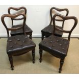 A set of four Victorian ballon back dinning chairs with leather seats