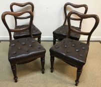 A set of four Victorian ballon back dinning chairs with leather seats