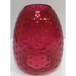 A large 20th Century cranberry glass light shade with all over dot decoration 28.