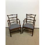 A set of eight late 20th Century (1995) mahogany framed dining chairs in the Chippendale style with